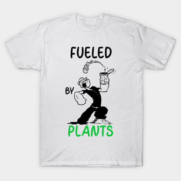 Fueled by Plants Vegan Gym Enthusiast Bodybuilder T-Shirt by RareLoot19